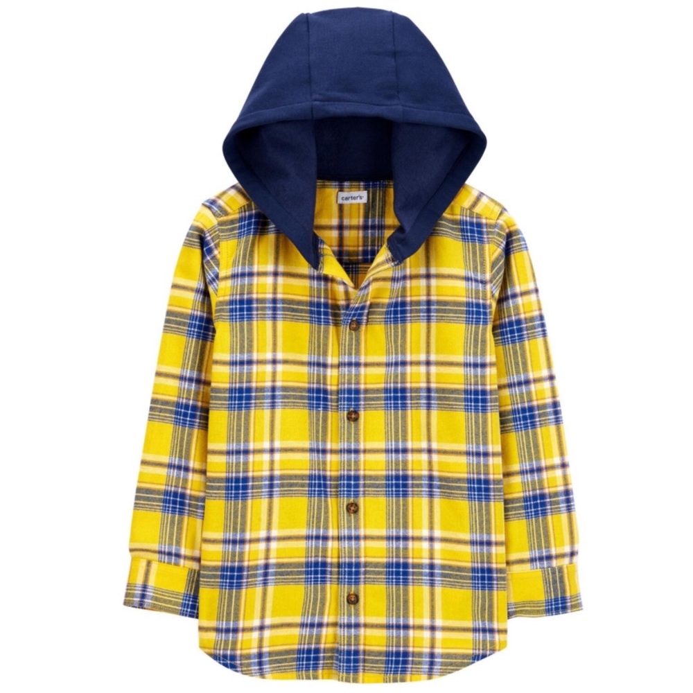 Carter’s Boys Plaid Flannel Hooded Button Front Shirt